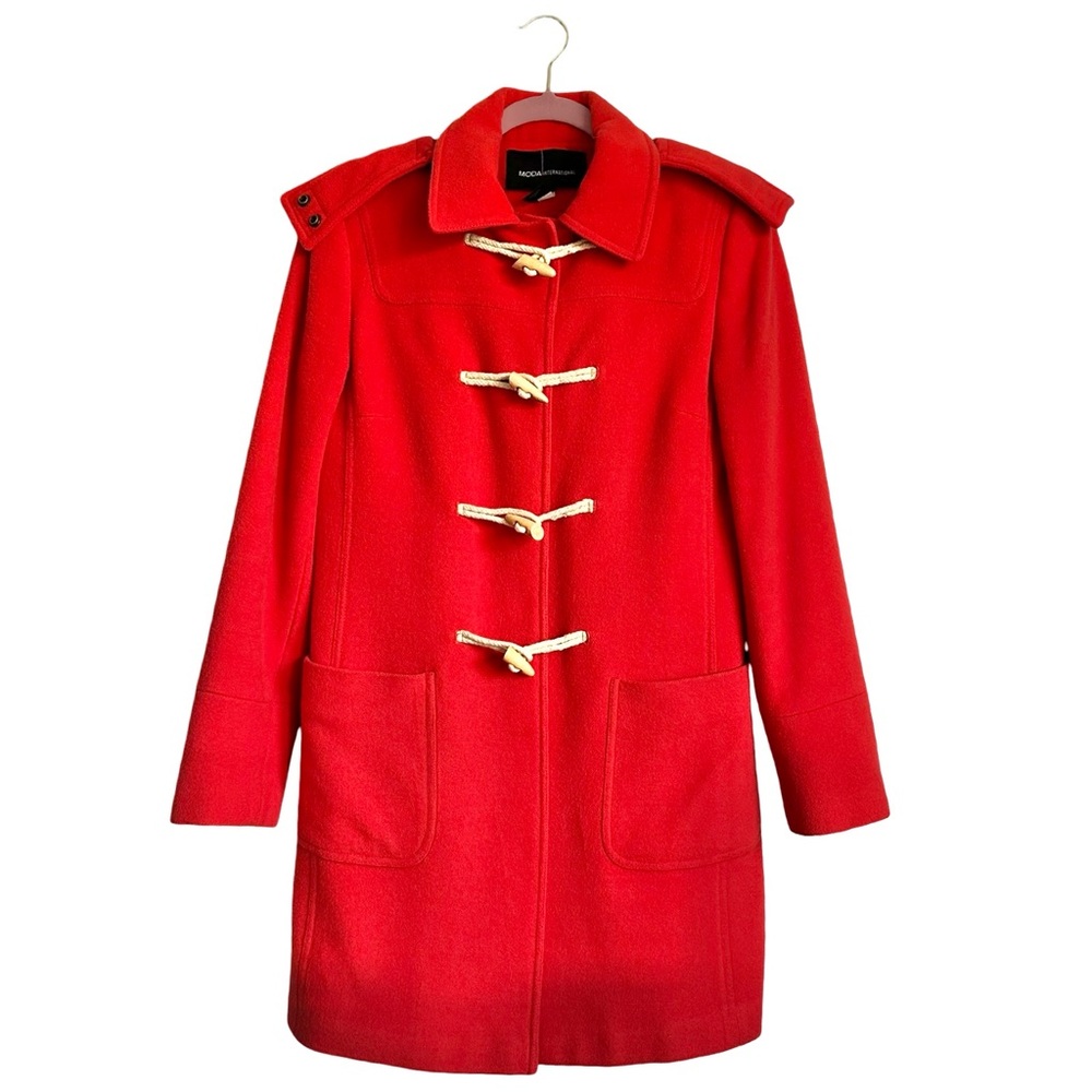 Moda International Women's Red Wool Toggle Front Coat XS Nautical Preppy Fall